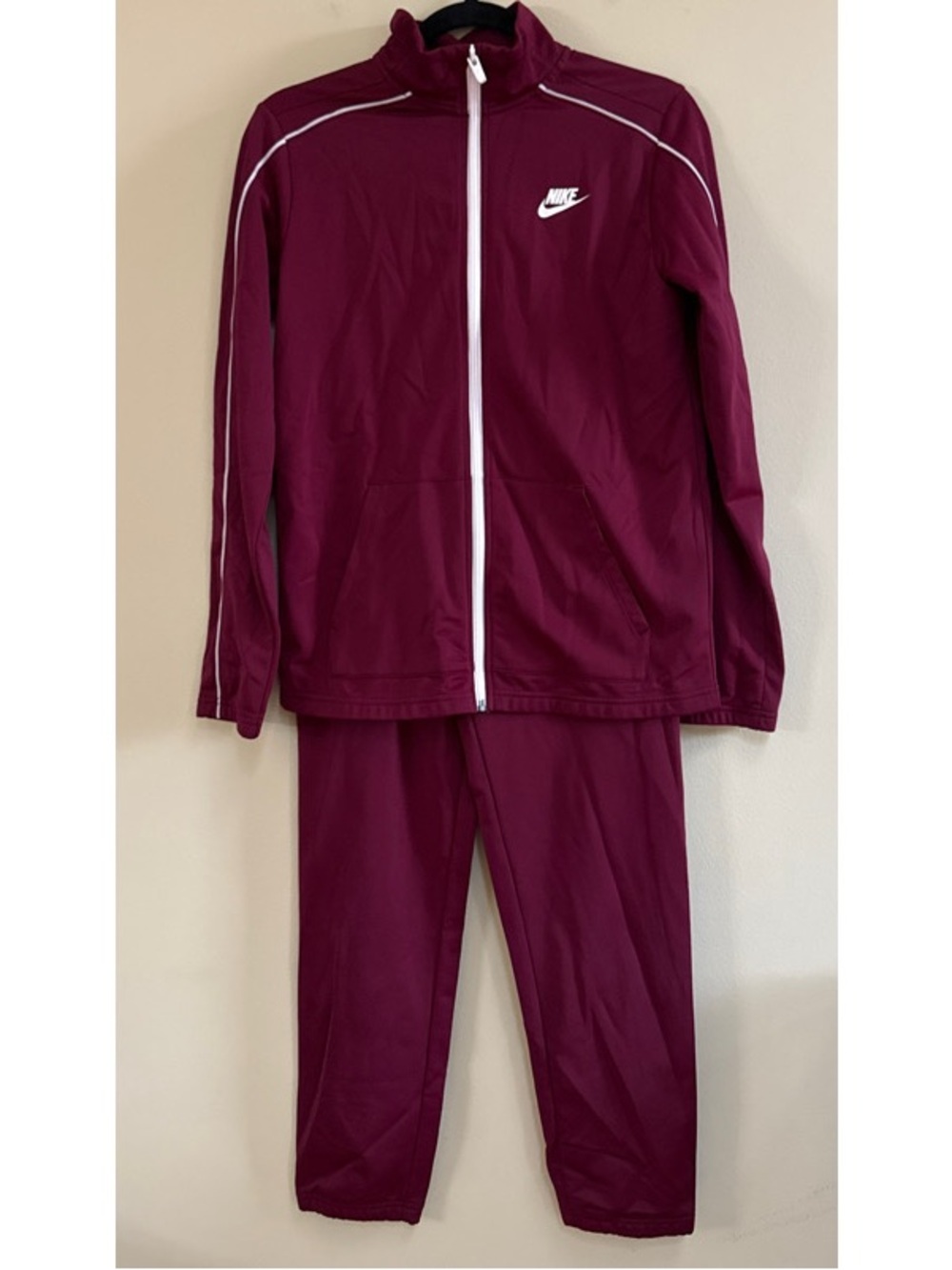 Nike Maroon Track Jacket & Pants Set with White Accents - Picture 2 of 6